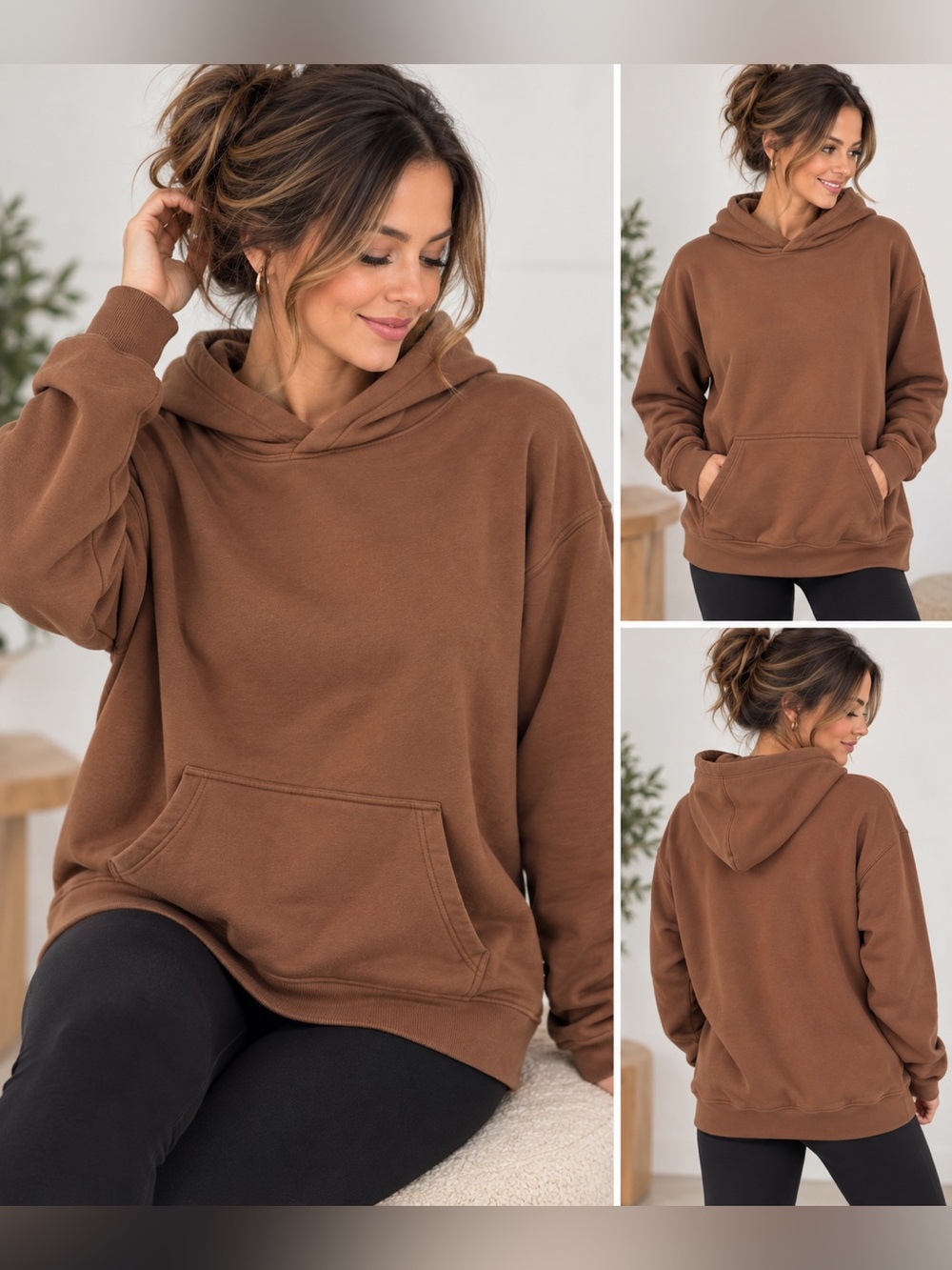 Ardene Women's Chestnut Brown Hooded Pullover Sweatshirt
